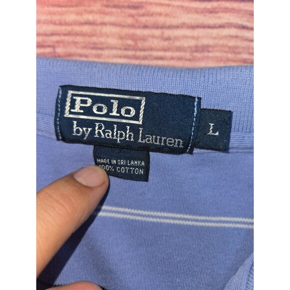 Polo Ralph Lauren Mens Striped Cotton Polo Shirt Size Large Blue - Picture 5 of 7